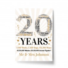 Personalised 20th Wedding Anniversary Word Art Gift For Husband 