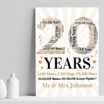 Personalised 20th Wedding Anniversary Word Art Gift For Husband 
