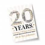 Personalised 20th Wedding Anniversary Word Art Gift For Husband 
