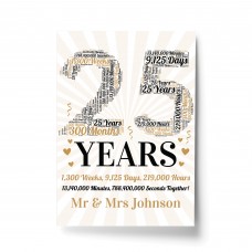 Personalised 25th Wedding Anniversary Word Art Gift For Husband 