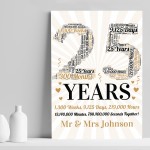 Personalised 25th Wedding Anniversary Word Art Gift For Husband 