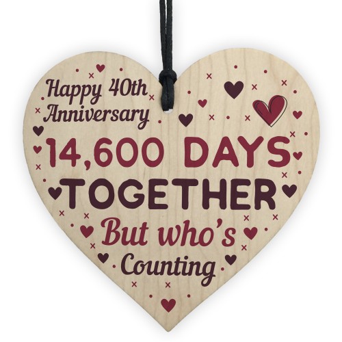 Handmade Wood Heart Gift To Celebrate 40th Wedding Anniversary 