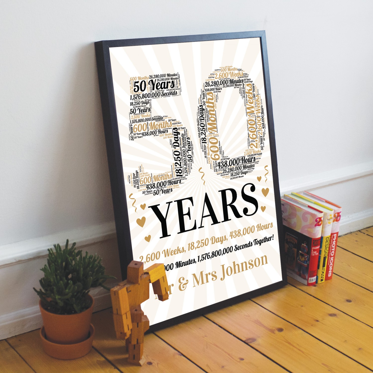 Personalised 50th Wedding Anniversary Gift For Husband Wife
