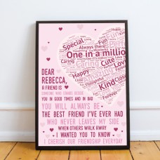 PERSONALISED Friendship Word Art Print Best Friend Novelty Gift