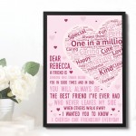 PERSONALISED Friendship Word Art Print Best Friend Novelty Gift
