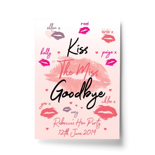 Personalised Kiss The Miss Goodbye Print Hen Party Accessories