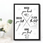 Bathroom Rules Sign Bathroom Print Framed Bathroom Decor Gift