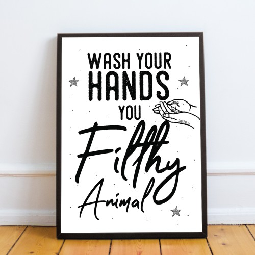 Filthy Animal Funny Bathroom Quote Print Bathroom Sign Wall Art