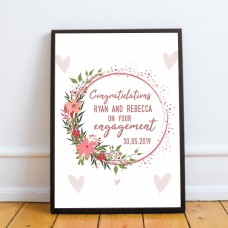 Personalised Congratulations Engagement Print Unique Couple Gift