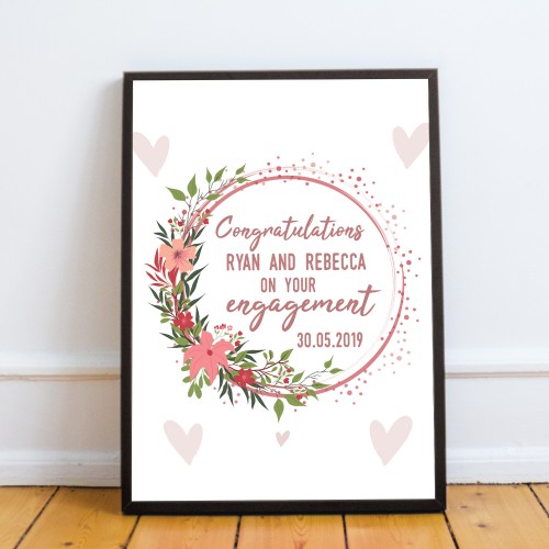 Personalised Congratulations Engagement Print Unique Couple Gift