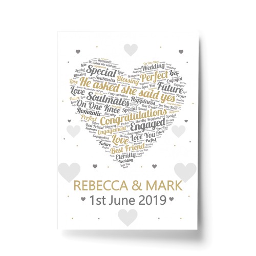 Engagement Gift Personalised Keepsake Print Engagement Present 