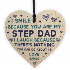 Step Dad Gifts Personalised Wood Heart Fathers Day Birthday Gift