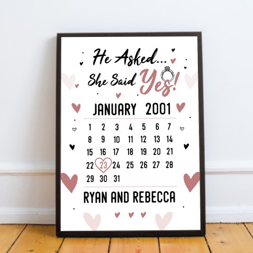 Engagement Present Framed Print Engagement Gift Personalised