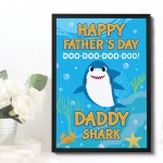 Baby Cartoon Shark Framed Print Cute Fathers Day Gift For Dad