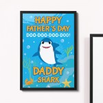 Baby Cartoon Shark Framed Print Cute Fathers Day Gift For Dad