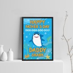 Baby Cartoon Shark Framed Print Cute Fathers Day Gift For Dad