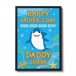 Baby Cartoon Shark Framed Print Cute Fathers Day Gift For Dad