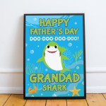 Baby Cartoon Shark Framed Print Fathers Day Gift For Grandad