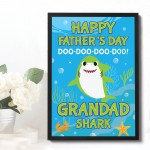 Baby Cartoon Shark Framed Print Fathers Day Gift For Grandad