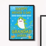 Baby Cartoon Shark Framed Print Fathers Day Gift For Grandad