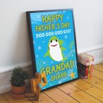 Baby Cartoon Shark Framed Print Fathers Day Gift For Grandad
