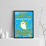 Baby Cartoon Shark Framed Print Fathers Day Gift For Grandad