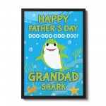 Baby Cartoon Shark Framed Print Fathers Day Gift For Grandad