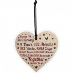 Anniversary Wooden Heart To Celebrate 11th Wedding Anniversary