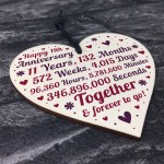 Anniversary Wooden Heart To Celebrate 11th Wedding Anniversary