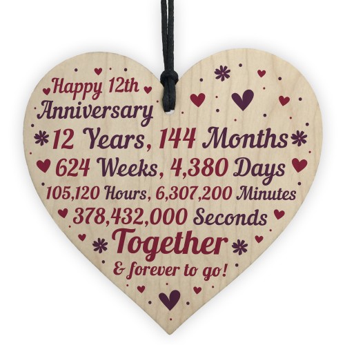 Anniversary Wooden Heart To Celebrate 12th Wedding Anniversary