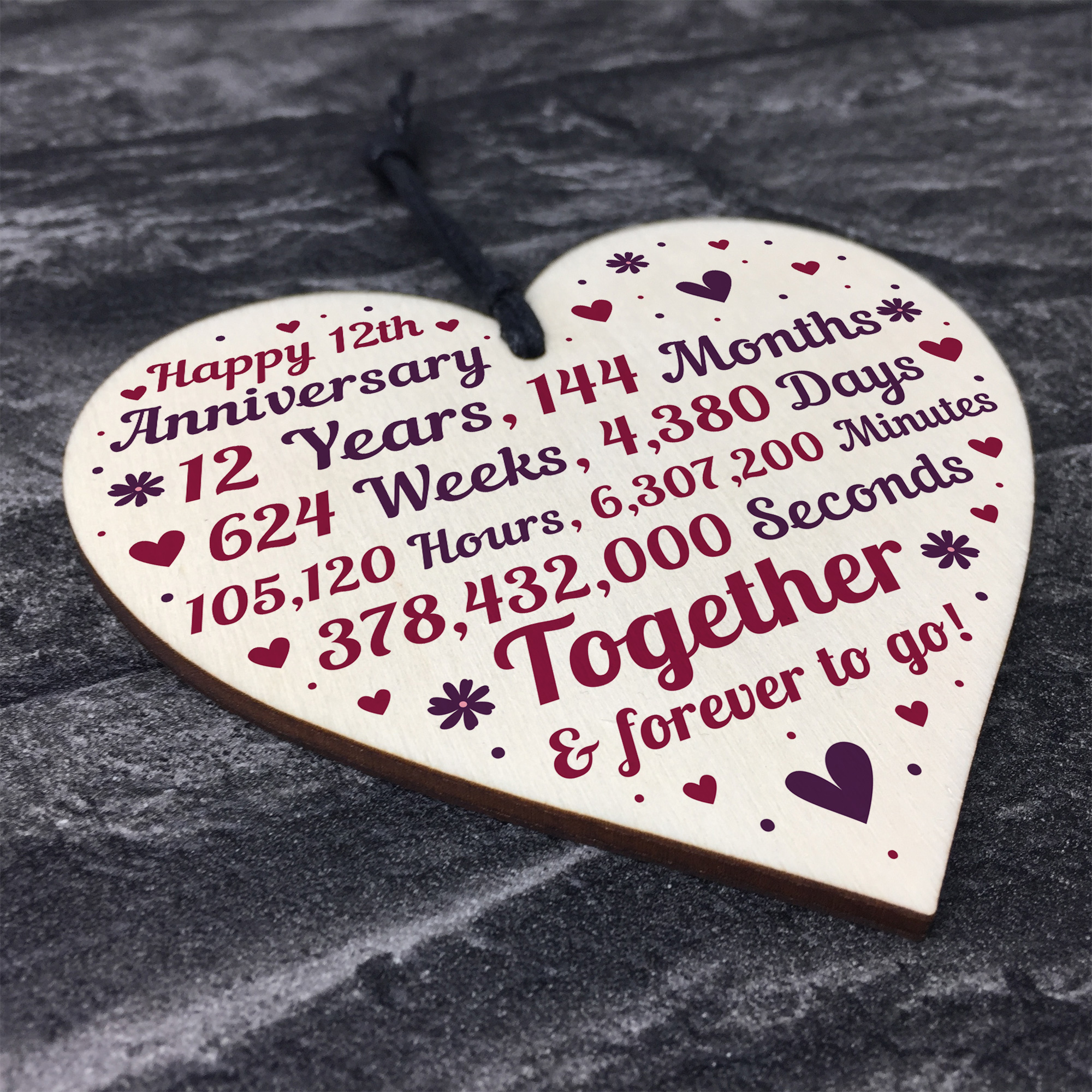 Aazon.co: 17th Wedding Anniversary Wooden Heart Plaque, Dark Wood...