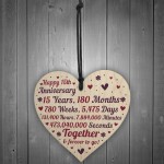 Anniversary Wooden Heart To Celebrate 15th Wedding Anniversary