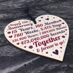 Anniversary Wooden Heart To Celebrate 15th Wedding Anniversary