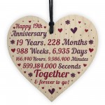 Anniversary Wooden Heart To Celebrate 19th Wedding Anniversary
