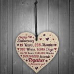 Anniversary Wooden Heart To Celebrate 19th Wedding Anniversary