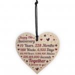 Anniversary Wooden Heart To Celebrate 19th Wedding Anniversary