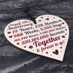 Anniversary Wooden Heart To Celebrate 19th Wedding Anniversary