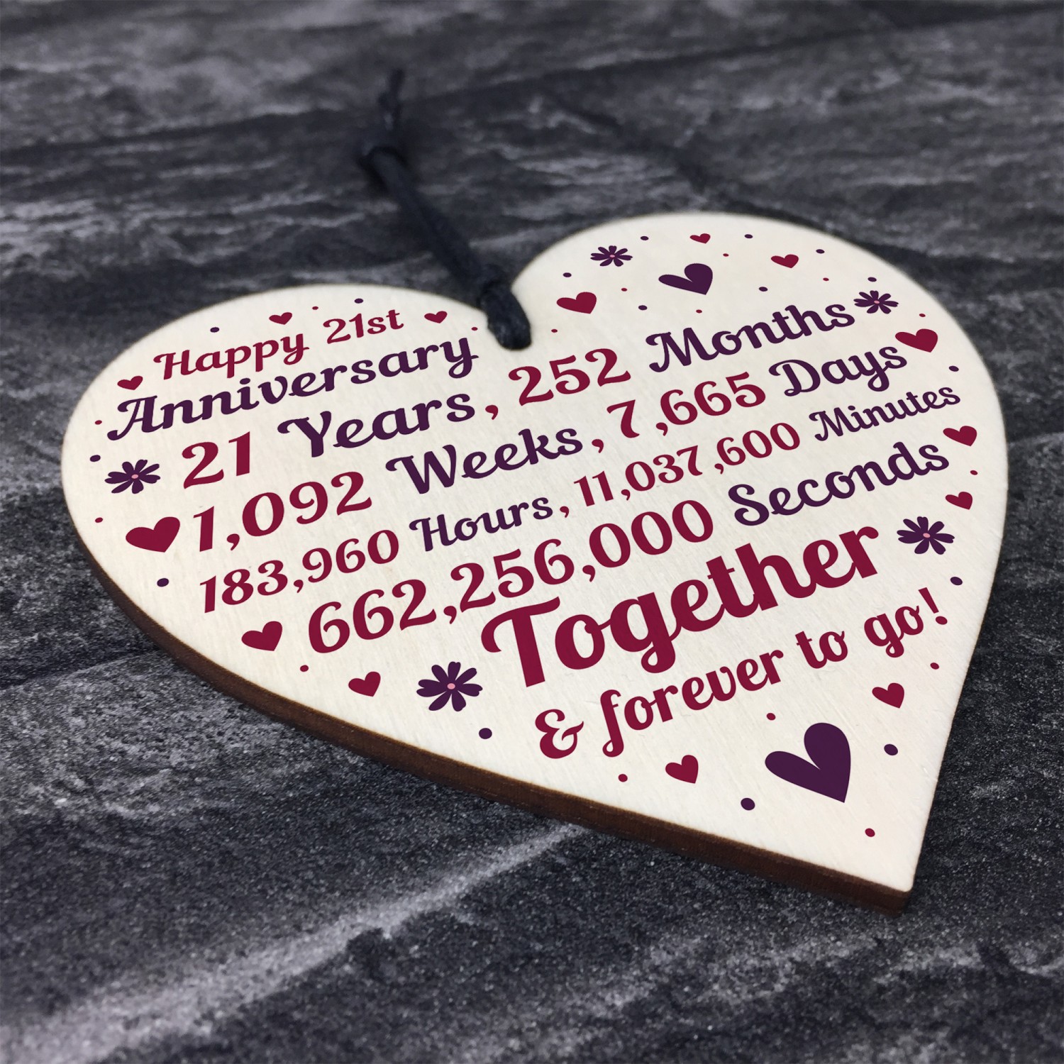 Anniversary Wooden Heart To Celebrate 21st Wedding Anniversary