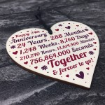 Anniversary Wooden Heart To Celebrate 24th Wedding Anniversary