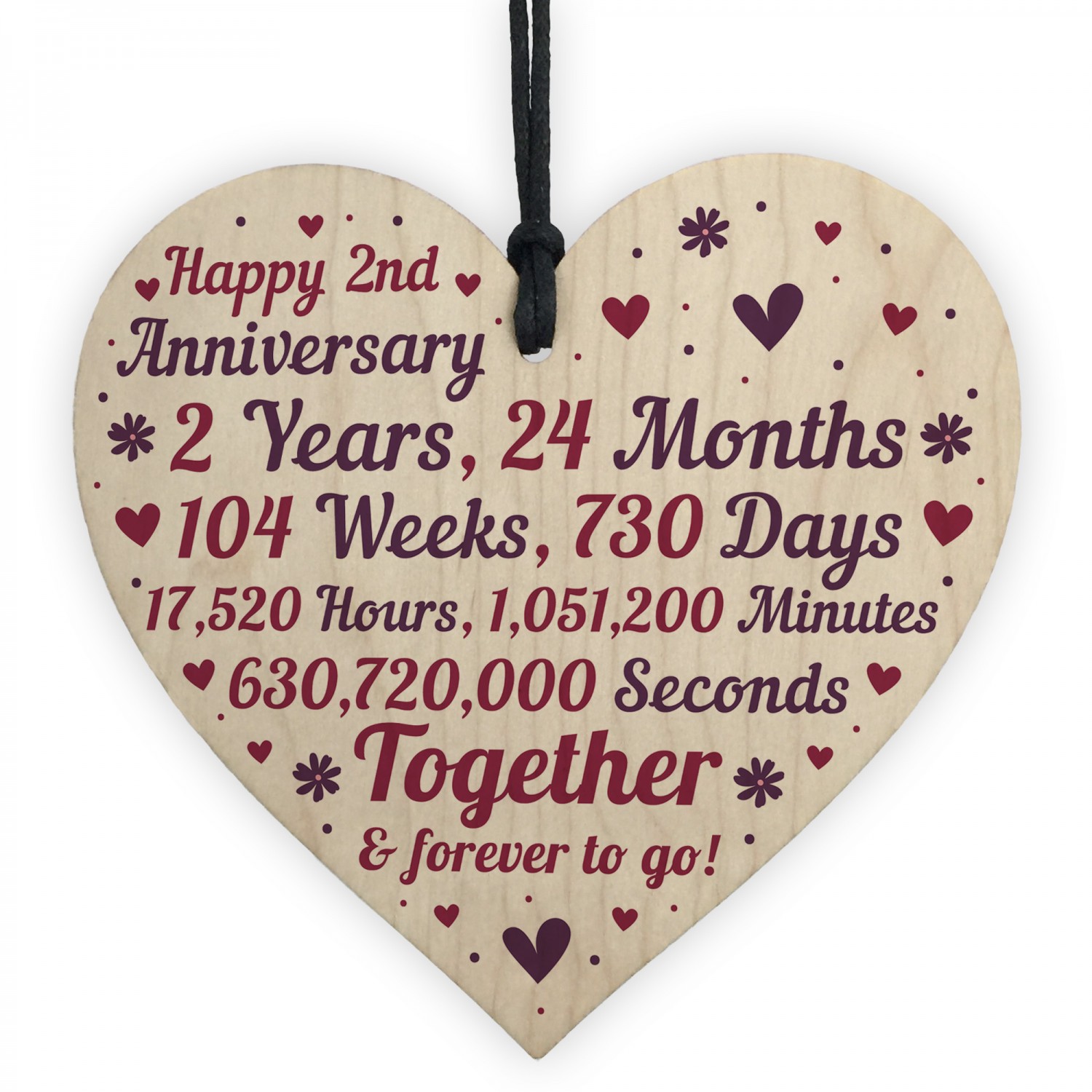 Anniversary Wooden Heart To Celebrate 2nd Wedding Anniversary.
