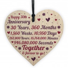 Anniversary Wooden Heart To Celebrate 30th Wedding Anniversary