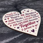 Anniversary Wooden Heart To Celebrate 4th Wedding Anniversary
