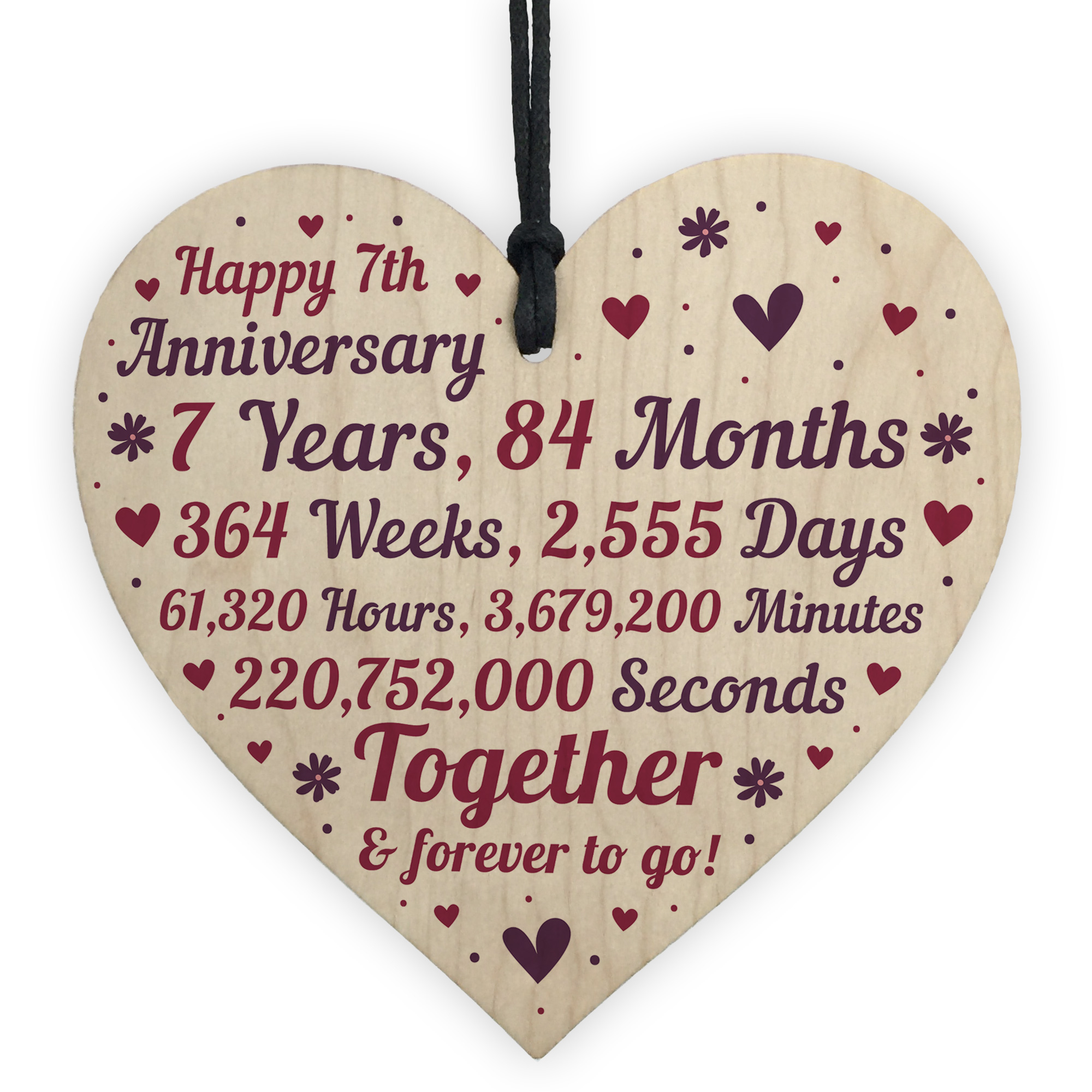 Anniversary Wooden Heart To Celebrate 7th Wedding Anniversary