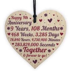 Anniversary Wooden Heart To Celebrate 9th Wedding Anniversary