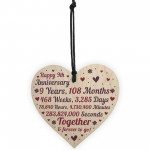 Anniversary Wooden Heart To Celebrate 9th Wedding Anniversary