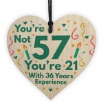 Funny Birthday Gifts Novelty 57th Birthday Gift Wood Heart Card