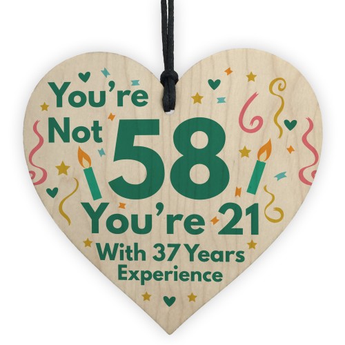 Funny Birthday Gifts Novelty 58th Birthday Gift Wood Heart Card