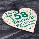 Funny Birthday Gifts Novelty 58th Birthday Gift Wood Heart Card