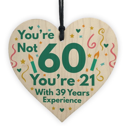 Funny Birthday Gifts Novelty 60th Birthday Gift Wood Heart Card