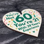 Funny Birthday Gifts Novelty 60th Birthday Gift Wood Heart Card